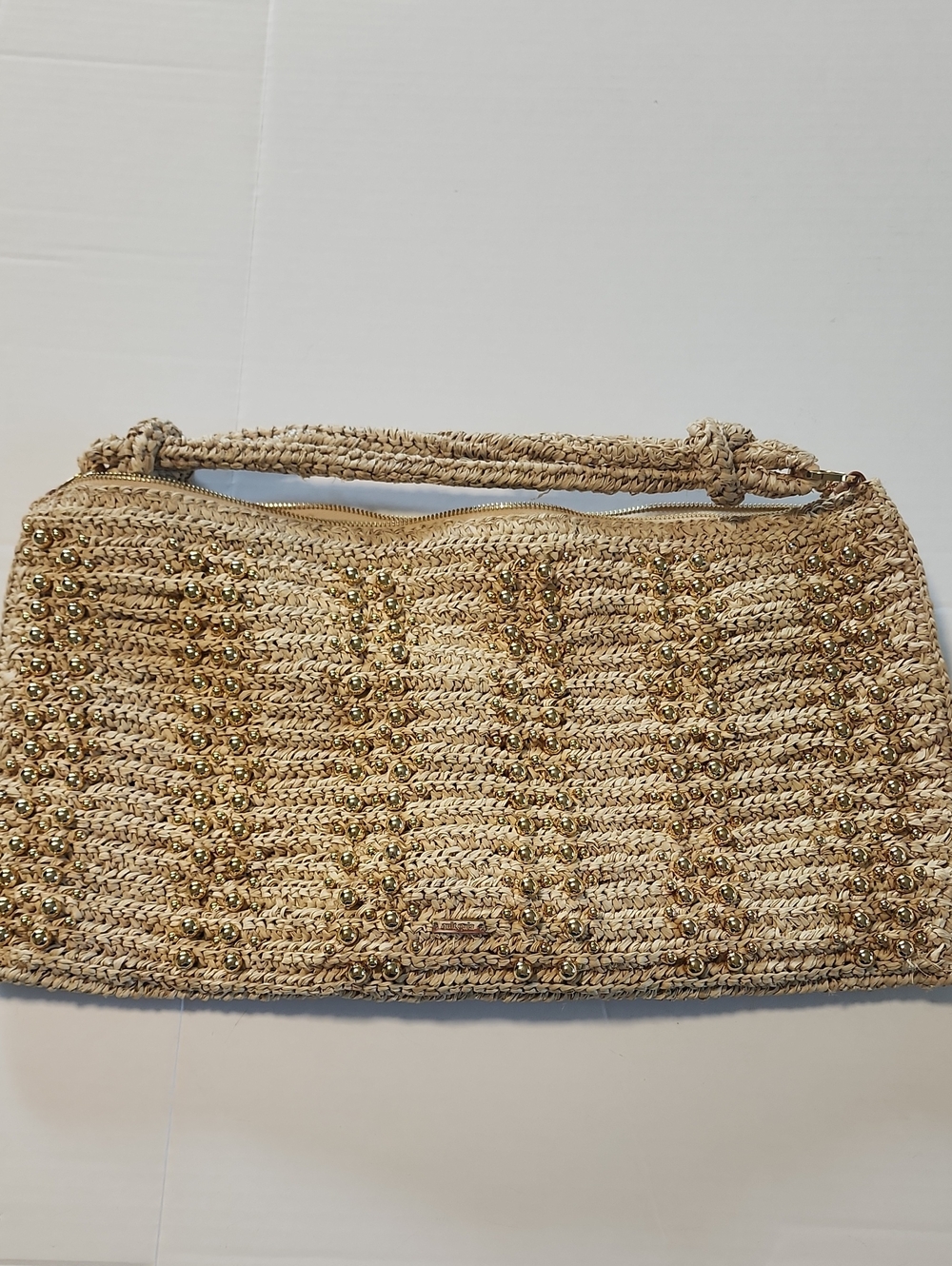 Cult Gaia Raffia Gold Beaded Woven Shoulder Bag - Picture 4 of 17